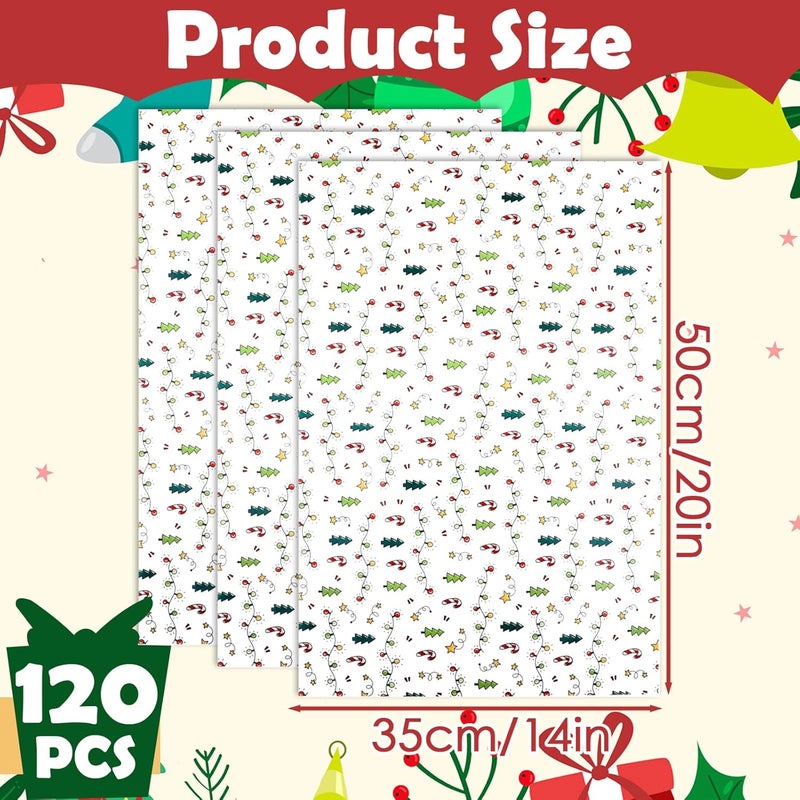Ethanberg 120 Sheets Christmas Gift Wrapping Tissue Paper Bulk, Xmas Trees Lights Stars Candy Tissue Paper for Gift Bags, Decorative Art Papers for Winter Holiday New Year Christmas Party Decor, 20x14 Inches - Image 2